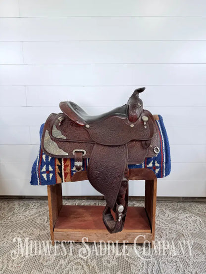 16” Circle Y Western Equitation Silver Show Saddle Dark Oil 6.5” Gullet - Western Saddle
