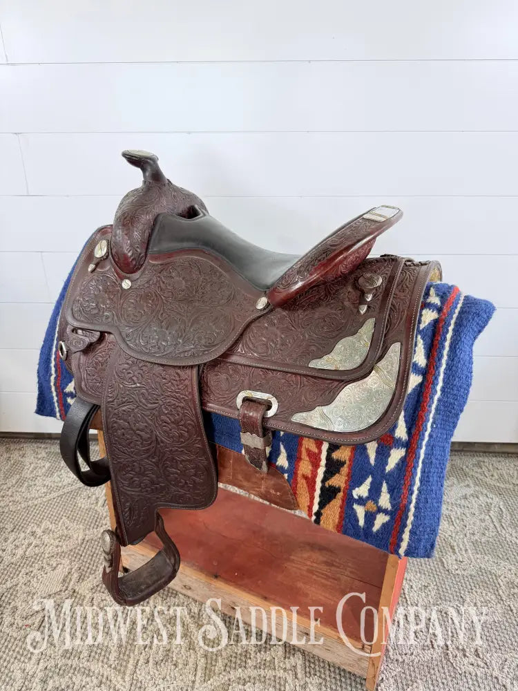 16” Circle Y Western Equitation Silver Show Saddle Dark Oil 6.5” Gullet - Western Saddle