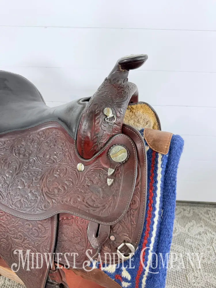 16” Circle Y Western Equitation Silver Show Saddle Dark Oil 6.5” Gullet - Western Saddle