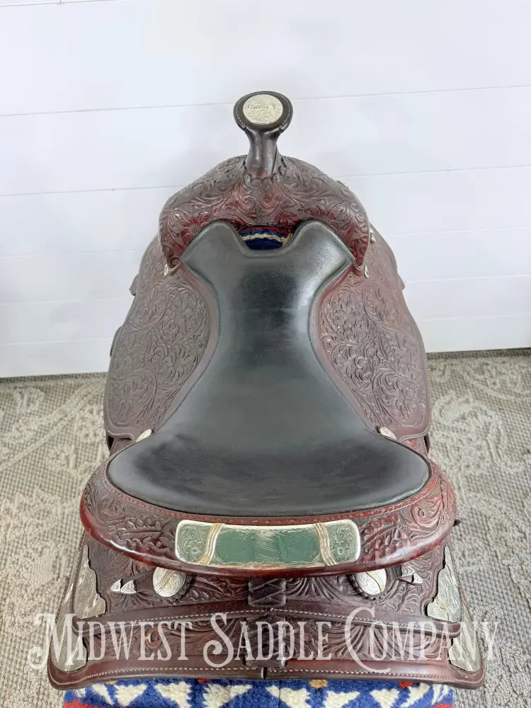 16” Circle Y Western Equitation Silver Show Saddle Dark Oil 6.5” Gullet - Western Saddle
