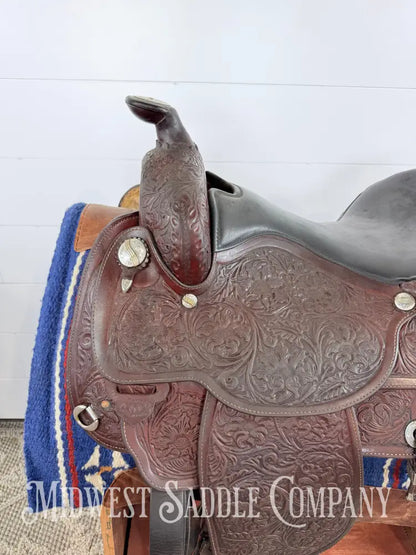 16” Circle Y Western Equitation Silver Show Saddle Dark Oil 6.5” Gullet - Western Saddle