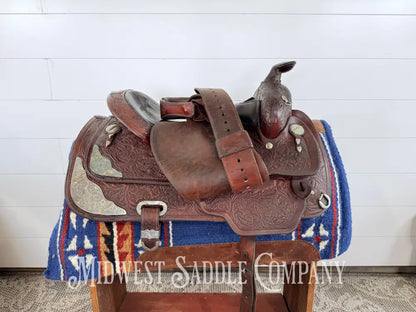 16” Circle Y Western Equitation Silver Show Saddle Dark Oil 6.5” Gullet - Western Saddle