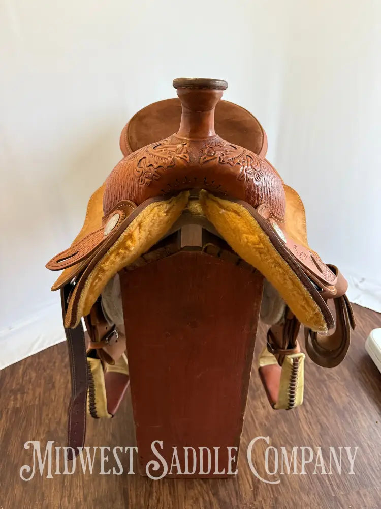 16” RS Saddlery Custom Western Ranch Horse Saddle Oak Leaf Basketweave Tooling Western Saddle