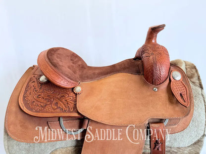 16” RS Saddlery Custom Western Ranch Horse Saddle Oak Leaf Basketweave Tooling Western Saddle