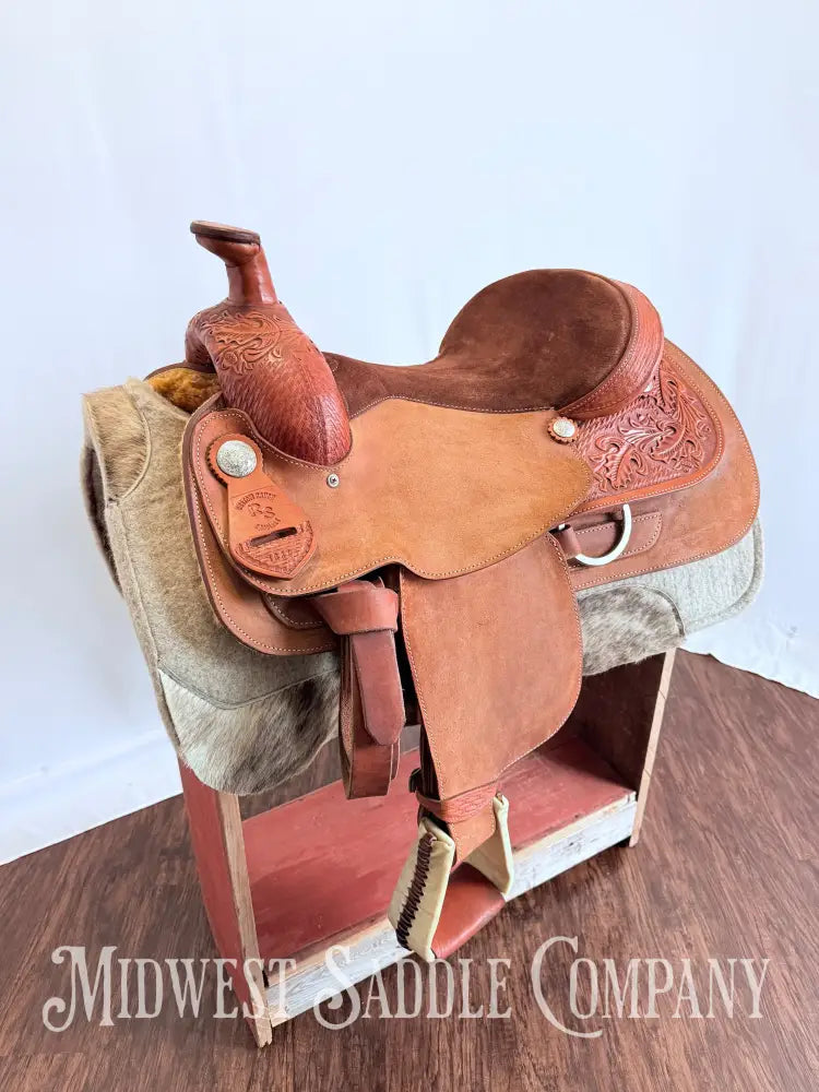 16” RS Saddlery Custom Western Ranch Horse Saddle Oak Leaf Basketweave Tooling Western Saddle