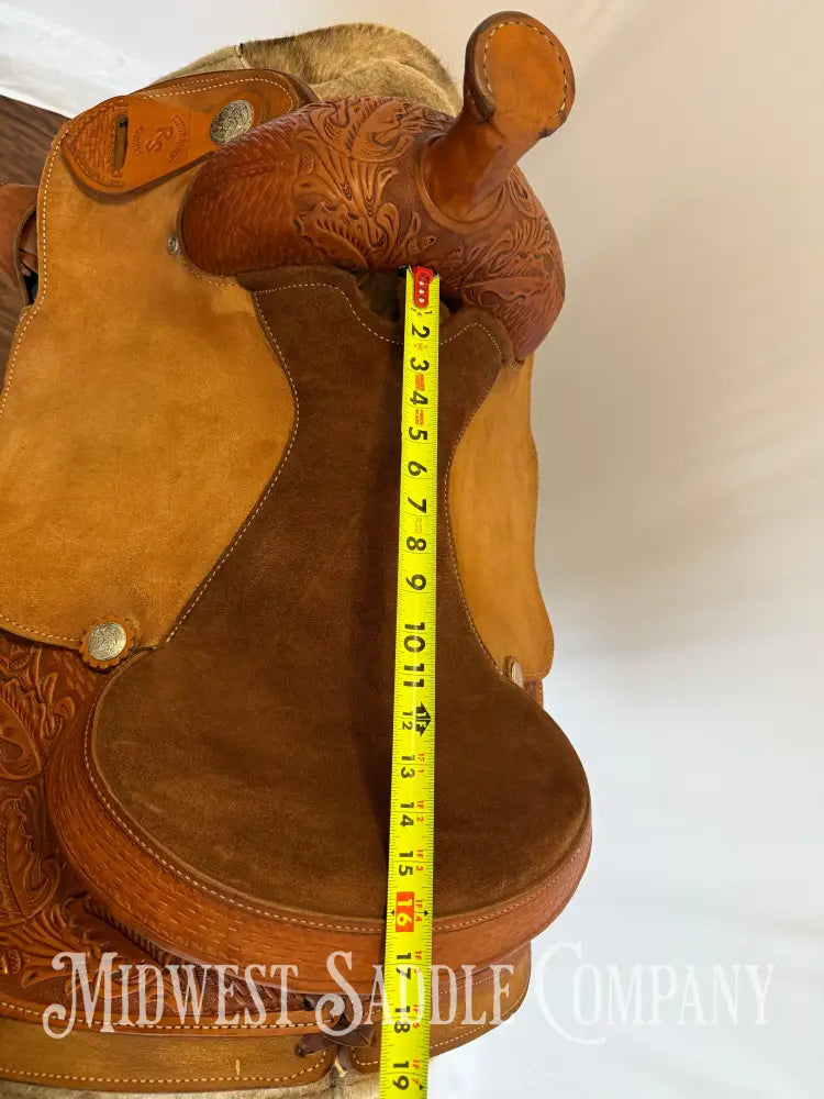 16” RS Saddlery Custom Western Ranch Horse Saddle Oak Leaf Basketweave Tooling Western Saddle