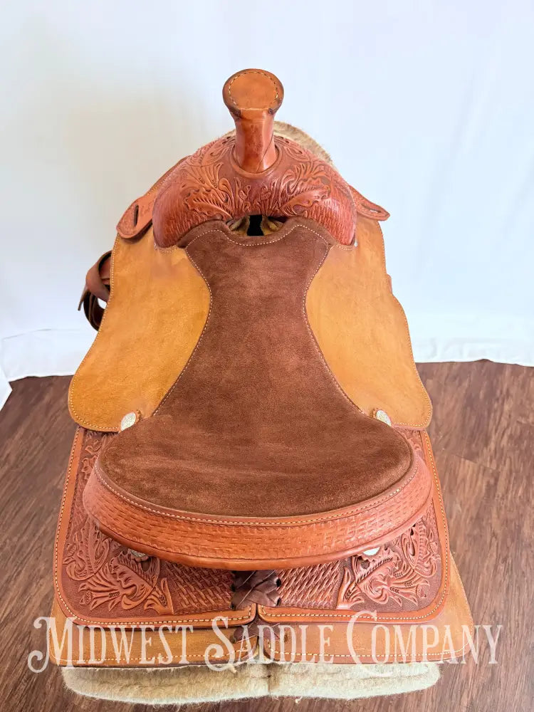 16” RS Saddlery Custom Western Ranch Horse Saddle Oak Leaf Basketweave Tooling Western Saddle