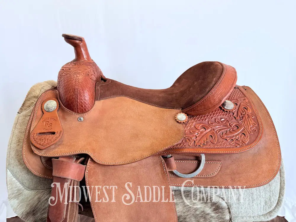 16” RS Saddlery Custom Western Ranch Horse Saddle Oak Leaf Basketweave Tooling Western Saddle