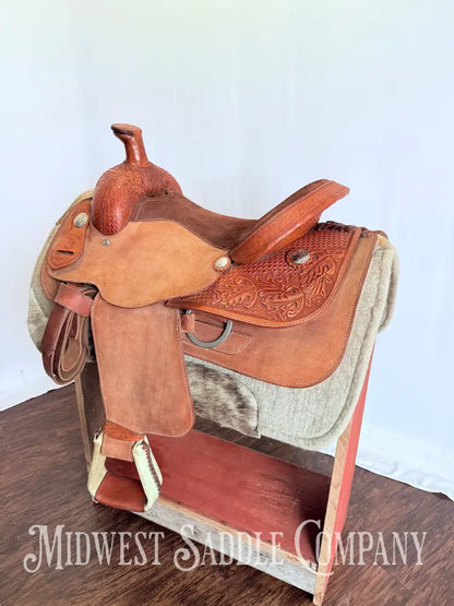 16” RS Saddlery Custom Western Ranch Horse Saddle Oak Leaf Basketweave Tooling Western Saddle