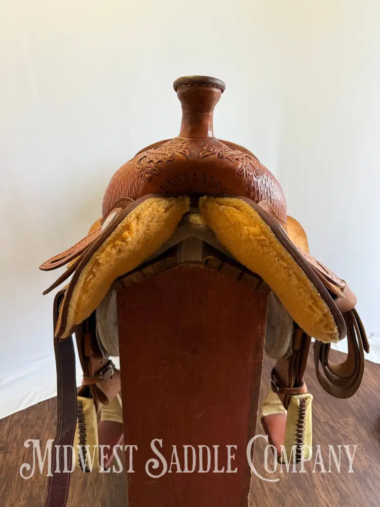 16” RS Saddlery Custom Western Ranch Horse Saddle Oak Leaf Basketweave Tooling Western Saddle