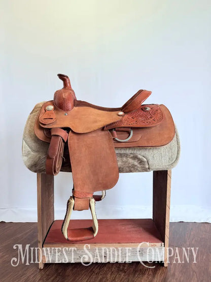 16” RS Saddlery Custom Western Ranch Horse Saddle Oak Leaf Basketweave Tooling Western Saddle