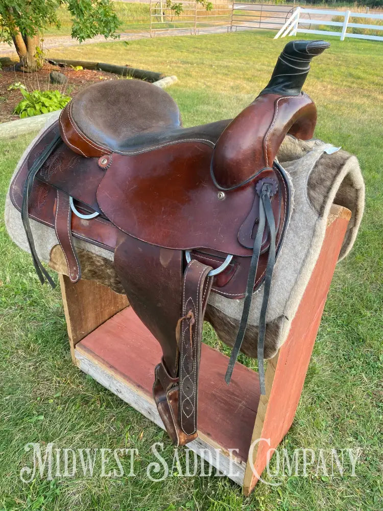16” Western Roping Saddle W/ Leather Tooling - Fqhb