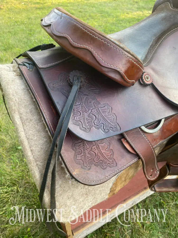 16” Western Roping Saddle W/ Leather Tooling - Fqhb
