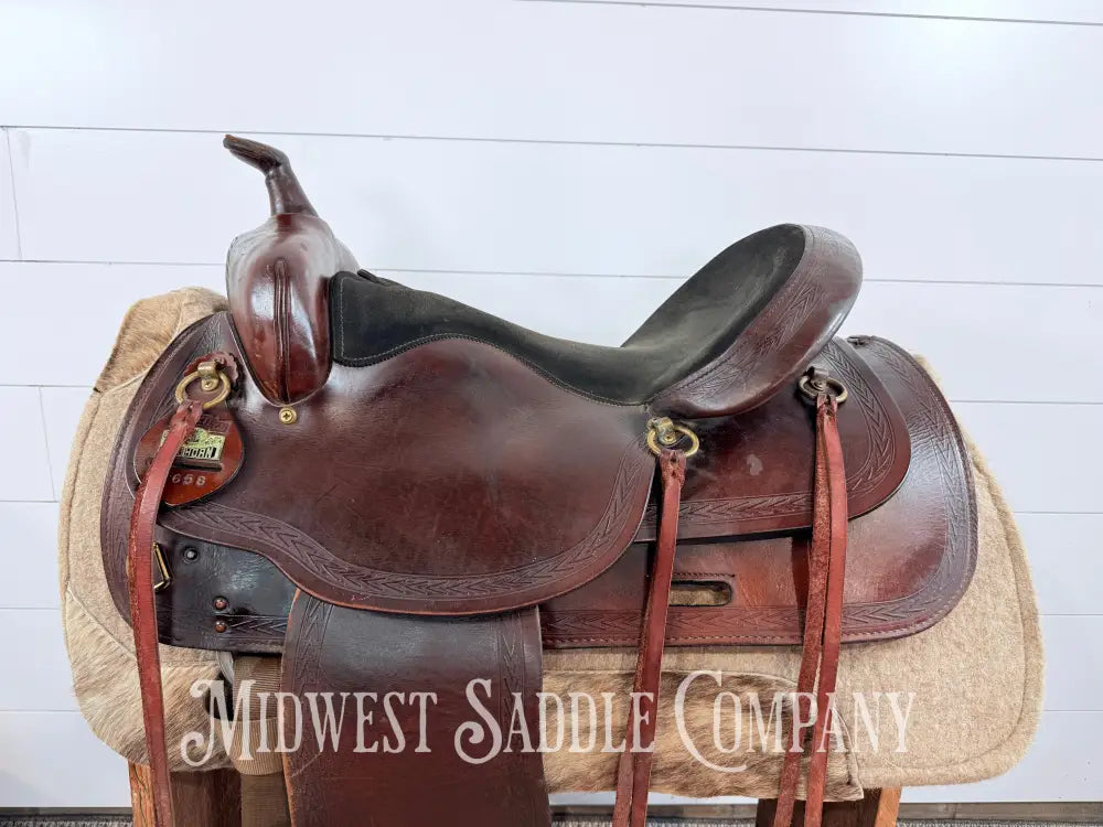 17” Big Horn Flex Tree Western Trail Saddle 1658 FQHB 7” Gullet - Western Saddle