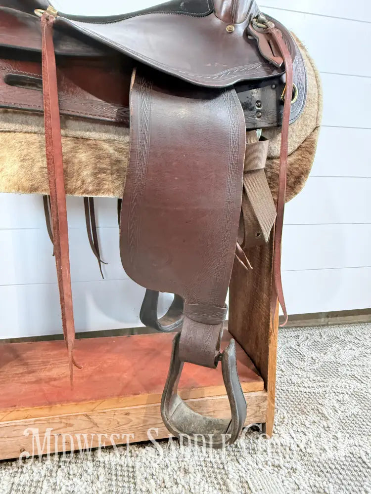 17” Big Horn Flex Tree Western Trail Saddle 1658 FQHB 7” Gullet - Western Saddle