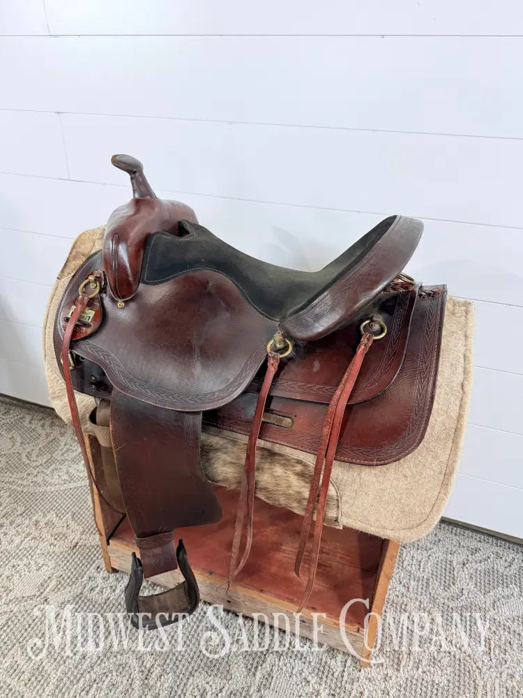 17” Big Horn Flex Tree Western Trail Saddle 1658 FQHB 7” Gullet - Western Saddle