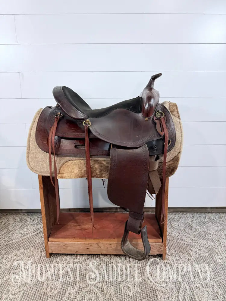 17” Big Horn Flex Tree Western Trail Saddle 1658 FQHB 7” Gullet - Western Saddle