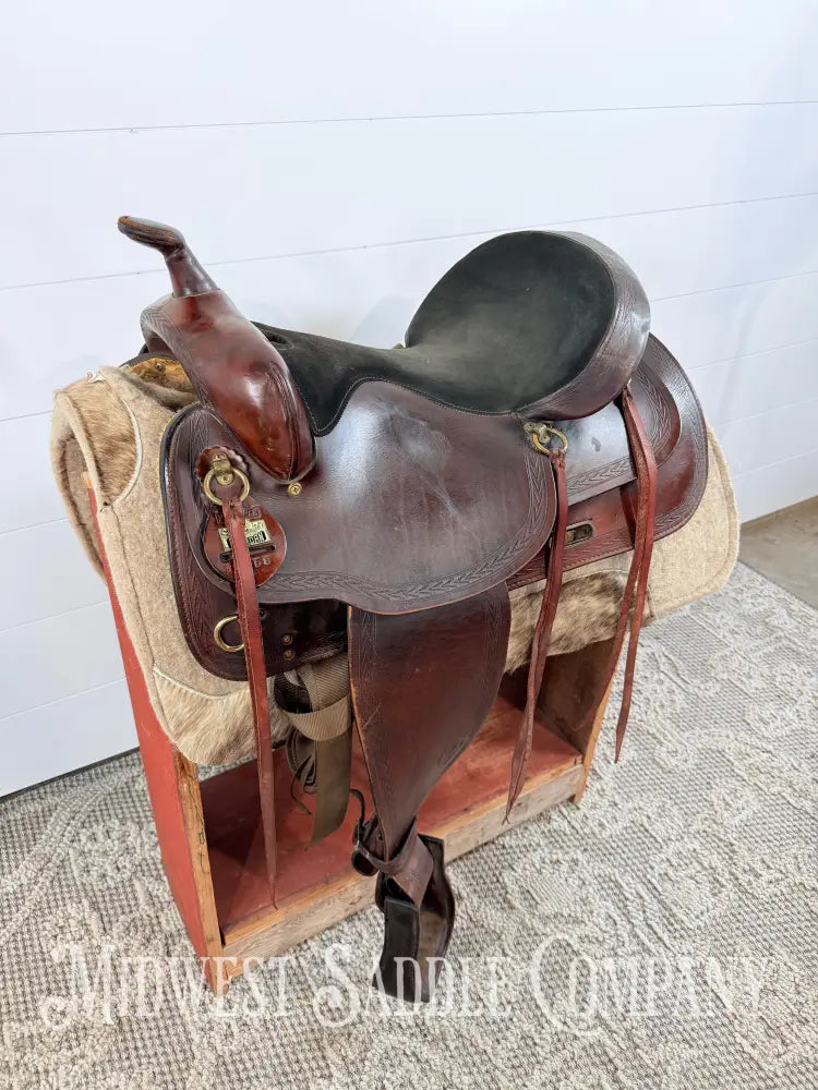 17” Big Horn Flex Tree Western Trail Saddle 1658 FQHB 7” Gullet - Western Saddle