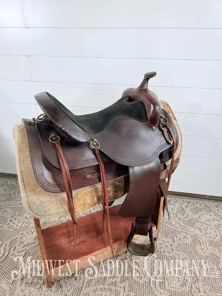 17” Big Horn Flex Tree Western Trail Saddle 1658 FQHB 7” Gullet - Western Saddle