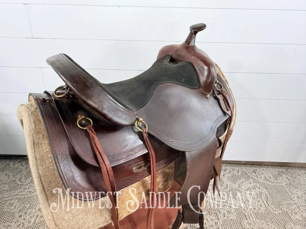 17” Big Horn Flex Tree Western Trail Saddle 1658 FQHB 7” Gullet - Western Saddle