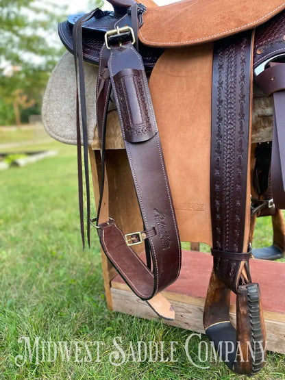 17” J.c. Martin Western Wade Ranch Saddle - Two Tone Rough Out Barbed Wire Leather Tooling
