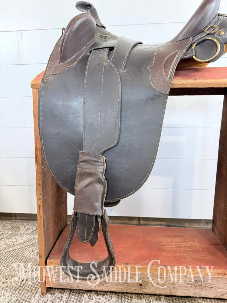 18” Australian Stock Poley Saddle with Horn Brown Leather - Australian Saddle
