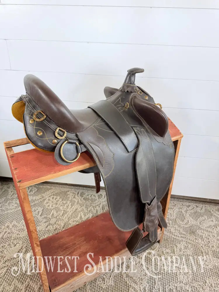 18” Australian Stock Poley Saddle with Horn Brown Leather - Australian Saddle
