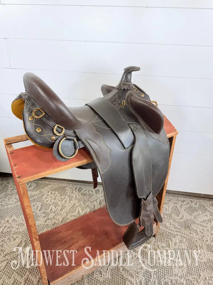 18” Australian Stock Poley Saddle with Horn Brown Leather - Australian Saddle