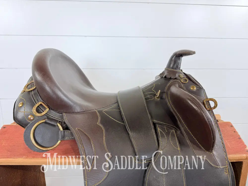 18” Australian Stock Poley Saddle with Horn Brown Leather - Australian Saddle