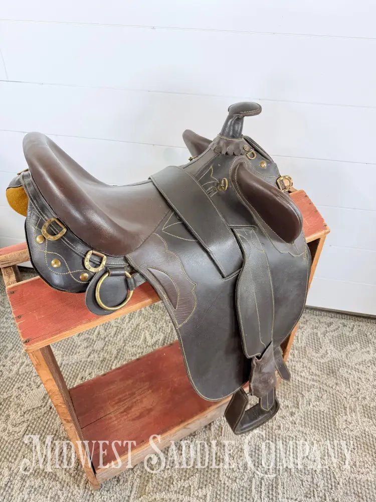 18” Australian Stock Poley Saddle with Horn Brown Leather - Australian Saddle