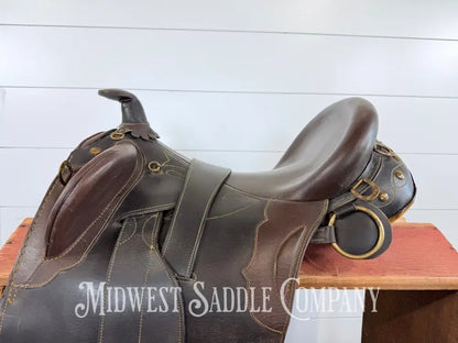 18” Australian Stock Poley Saddle with Horn Brown Leather - Australian Saddle
