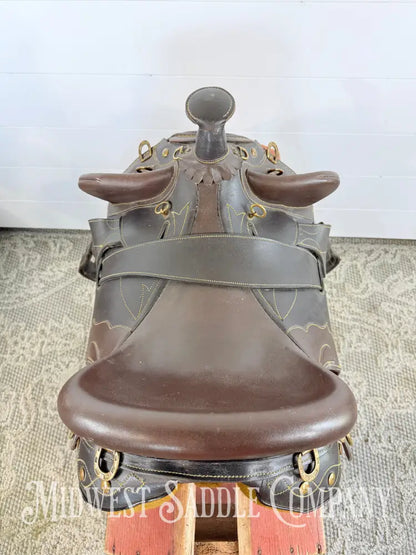 18” Australian Stock Poley Saddle with Horn Brown Leather - Australian Saddle