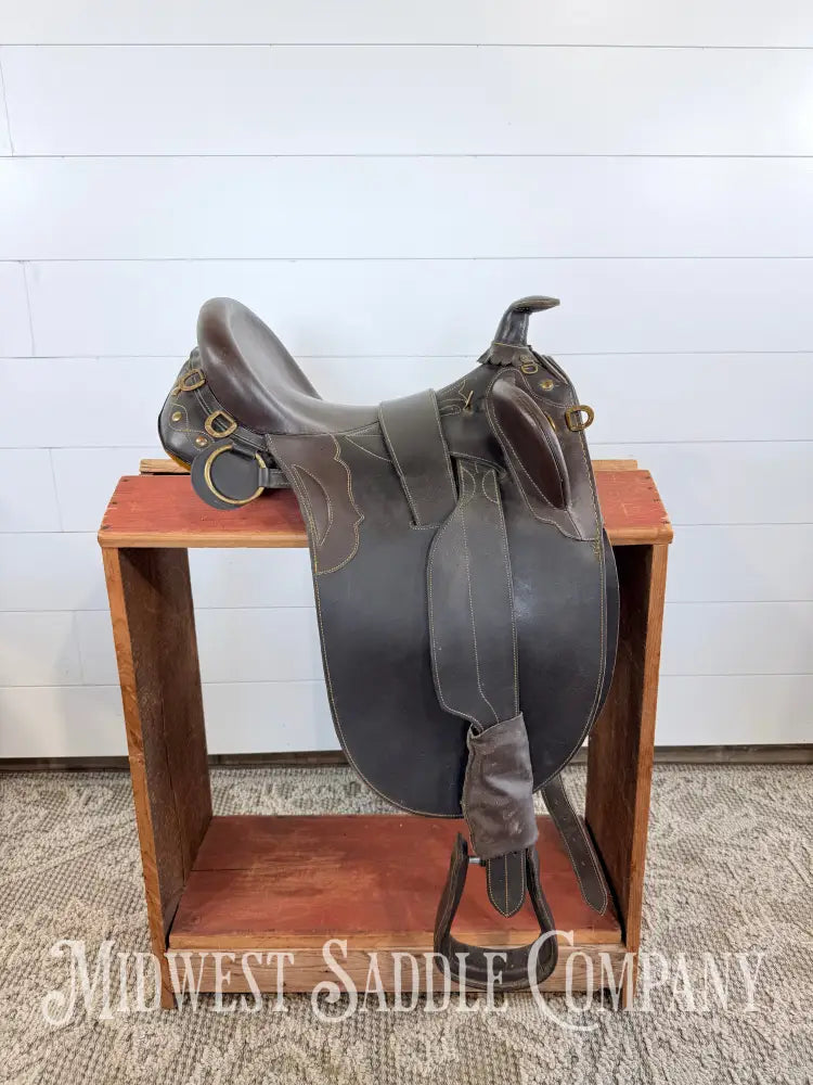 18” Australian Stock Poley Saddle with Horn Brown Leather - Australian Saddle
