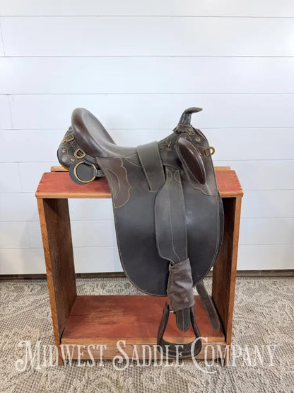 18” Australian Stock Poley Saddle with Horn Brown Leather - Australian Saddle
