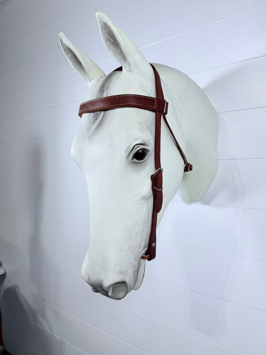 Stitched Leather Browband Western Headstall, Full Horse Size