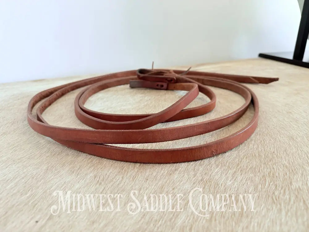 8’ Leather Latigo Split Reins with Water Tie Ends Western Reins