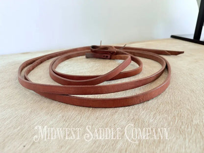 8’ Leather Latigo Split Reins with Water Tie Ends Western Reins