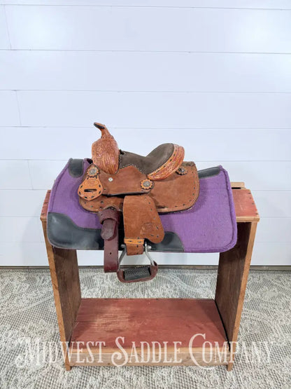 8” Royal King Youth Reno Buckstitch Roughout Pony Barrel Saddle Western Saddle