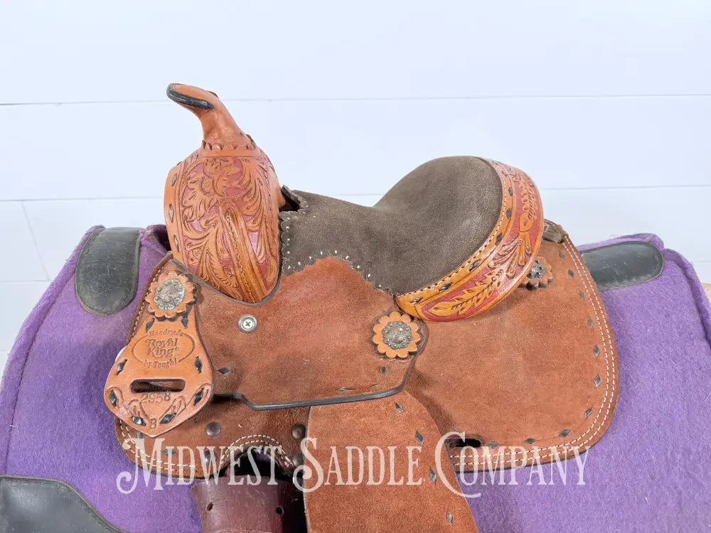 8” Royal King Youth Reno Buckstitch Roughout Pony Barrel Saddle Western Saddle