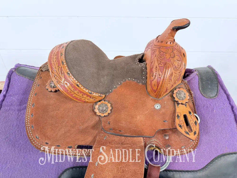 8” Royal King Youth Reno Buckstitch Roughout Pony Barrel Saddle Western Saddle