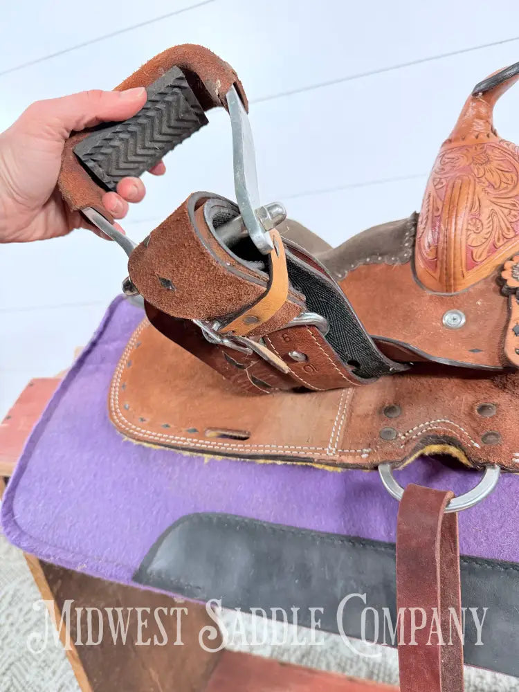 8” Royal King Youth Reno Buckstitch Roughout Pony Barrel Saddle Western Saddle