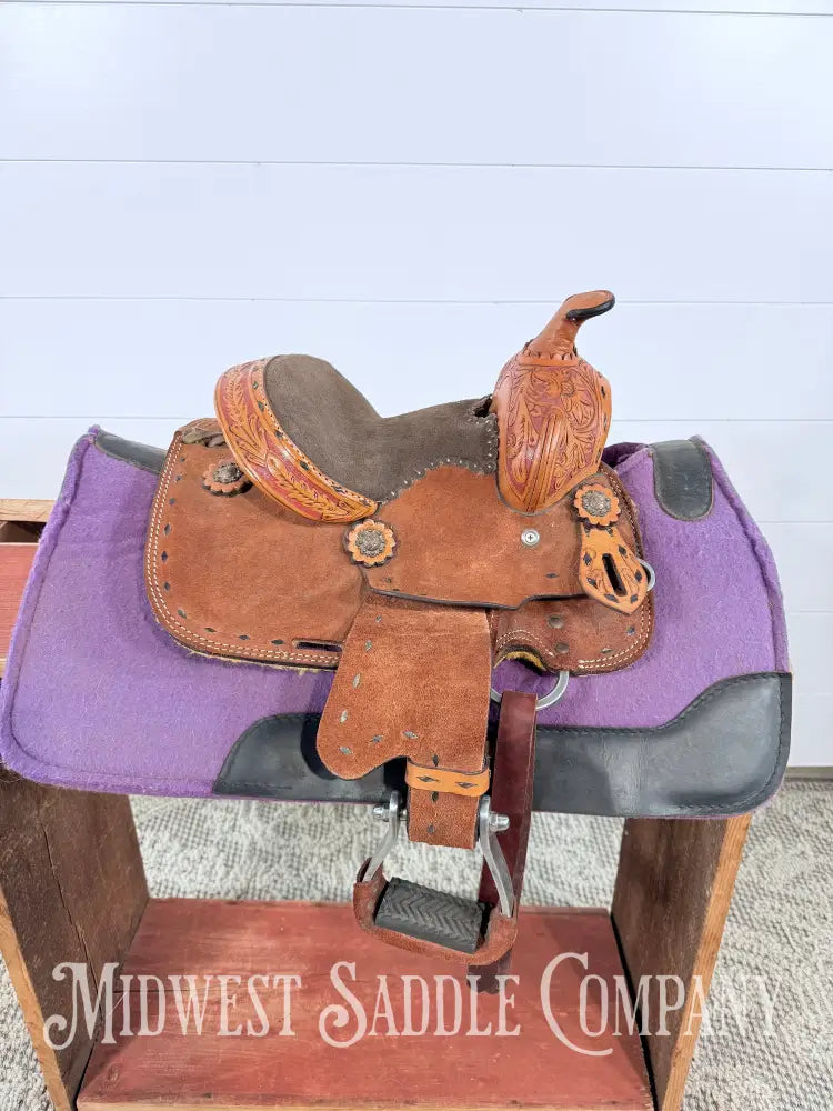 8” Royal King Youth Reno Buckstitch Roughout Pony Barrel Saddle Western Saddle