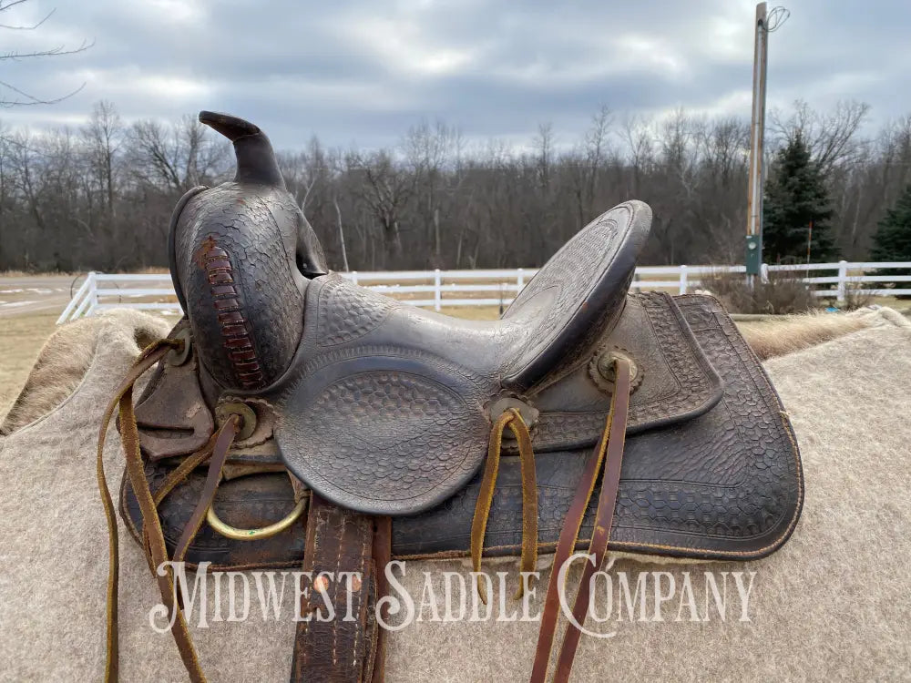 Antique 12” R.s. Cearnal High Back Western Saddle Gainesville Texas - Collector