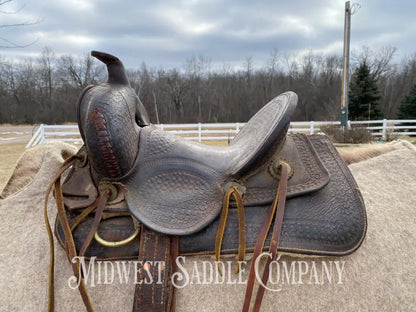 Antique 12” R.s. Cearnal High Back Western Saddle Gainesville Texas - Collector