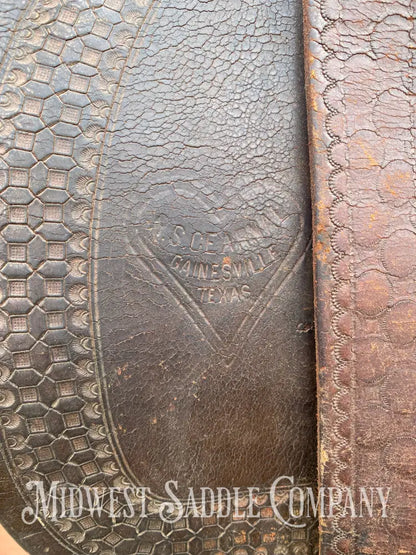 Antique 12” R.s. Cearnal High Back Western Saddle Gainesville Texas - Collector