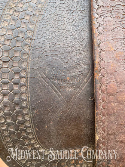 Antique 12” R.s. Cearnal High Back Western Saddle Gainesville Texas - Collector