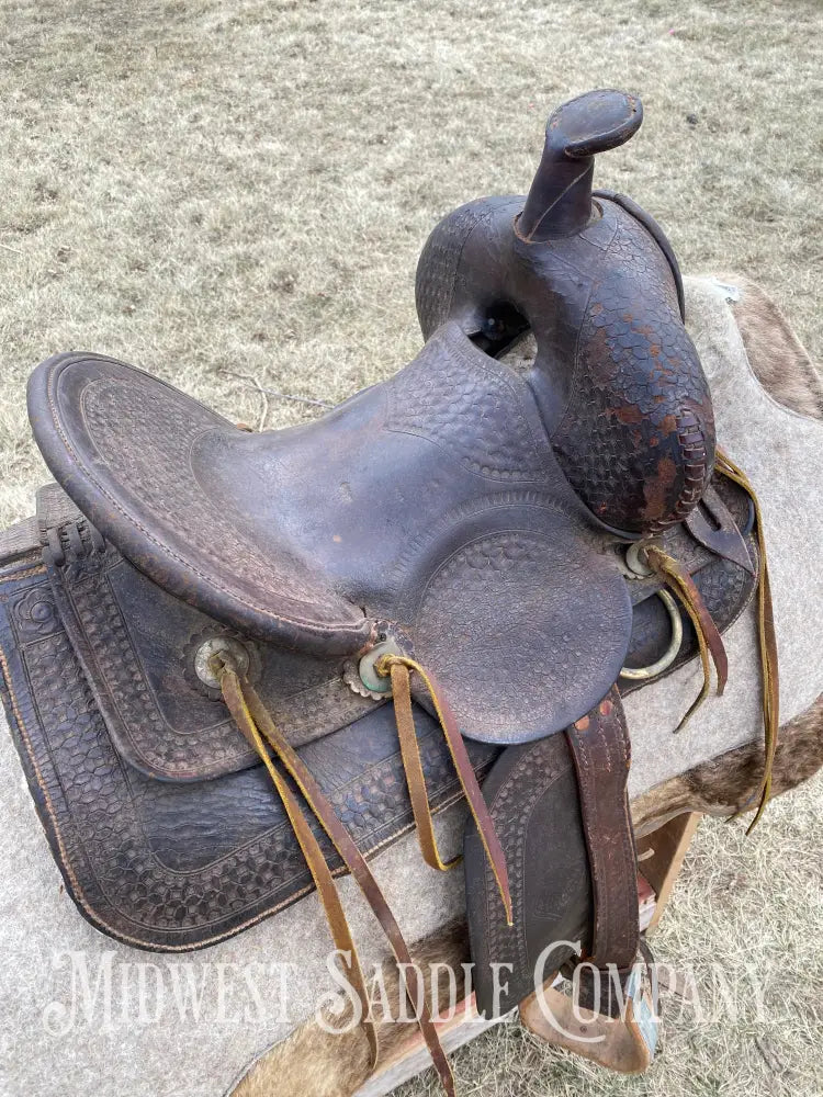 Antique 12” R.s. Cearnal High Back Western Saddle Gainesville Texas - Collector