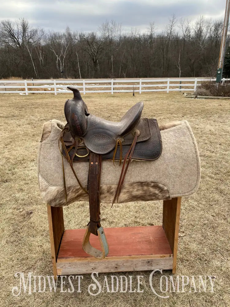 Antique 12” R.s. Cearnal High Back Western Saddle Gainesville Texas - Collector