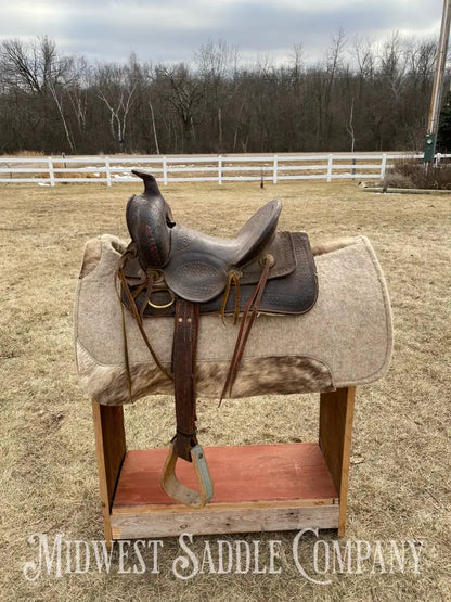 Antique 12” R.s. Cearnal High Back Western Saddle Gainesville Texas - Collector