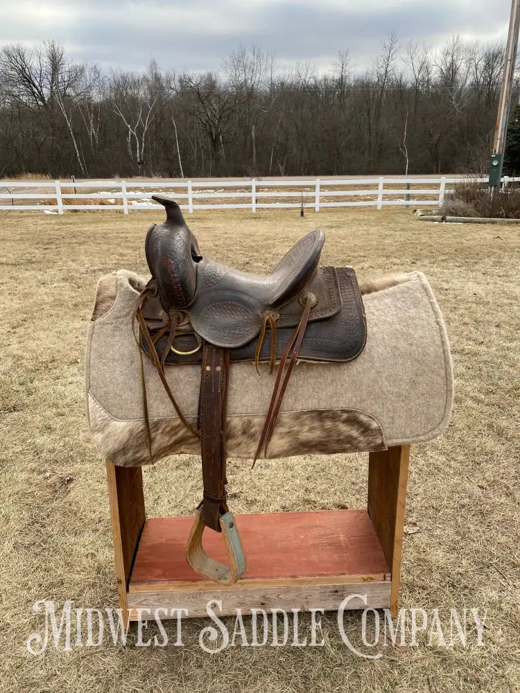 Antique 12” R.s. Cearnal High Back Western Saddle Gainesville Texas - Collector